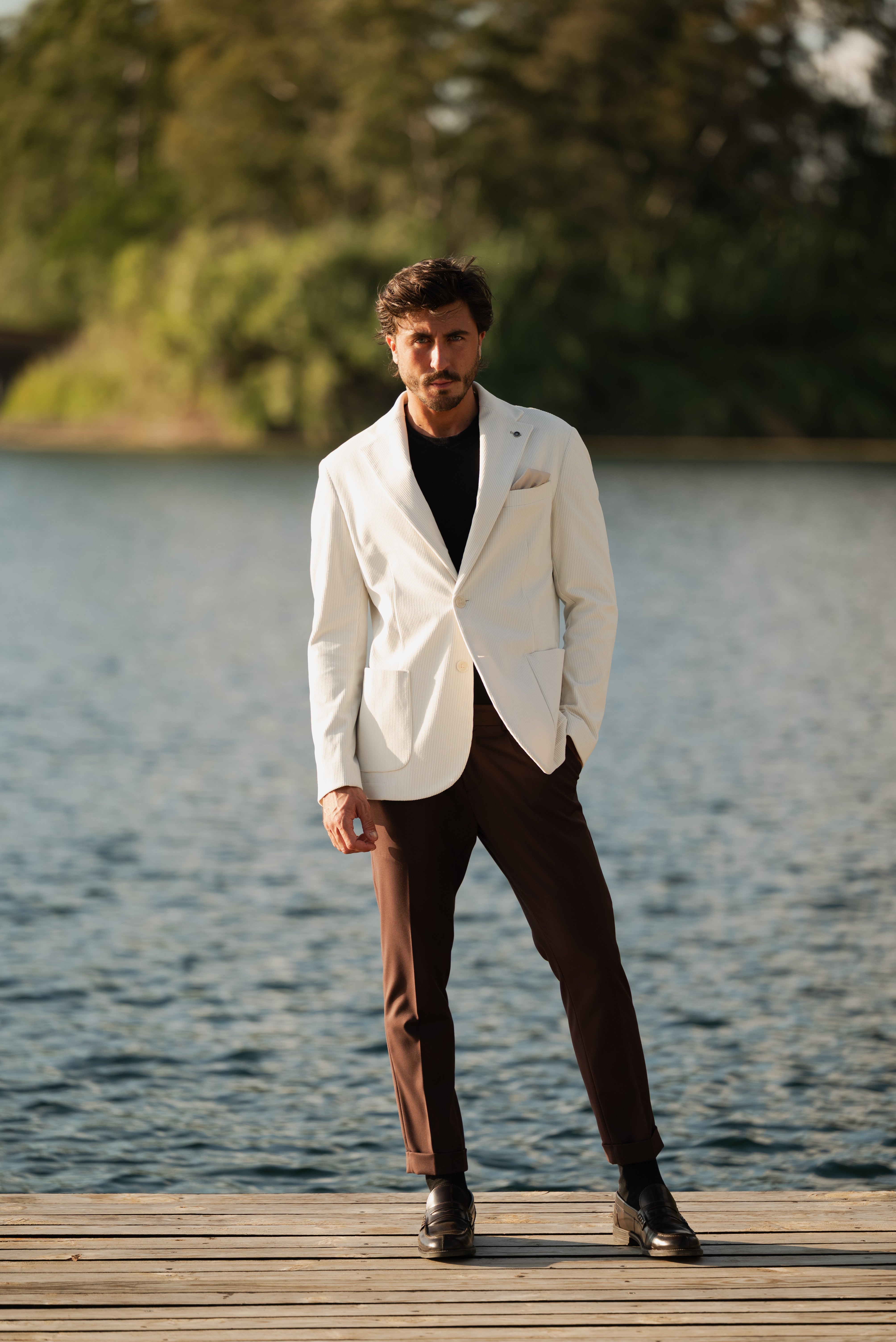 Giacca monopetto di velluto a costa