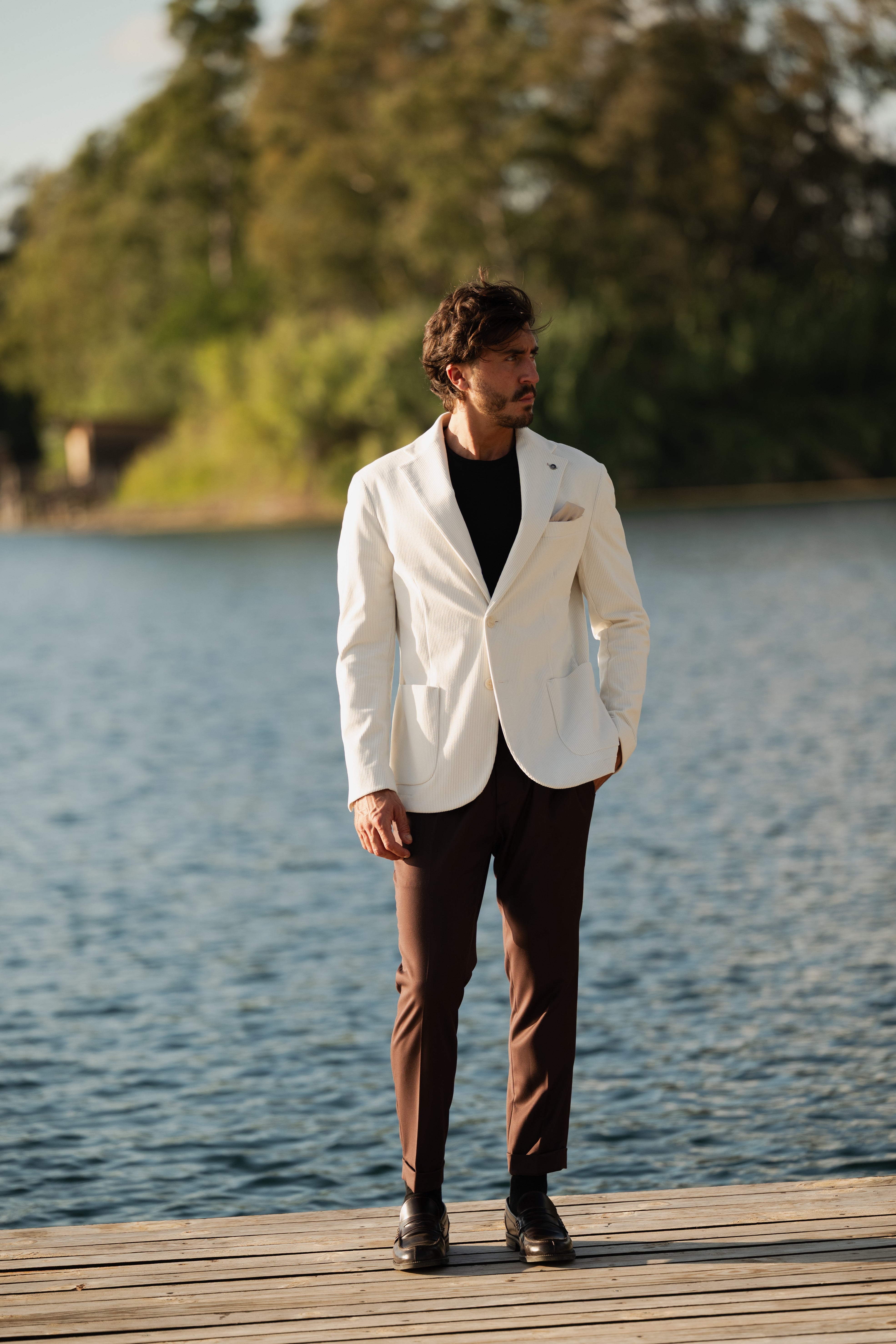 Giacca monopetto di velluto a costa