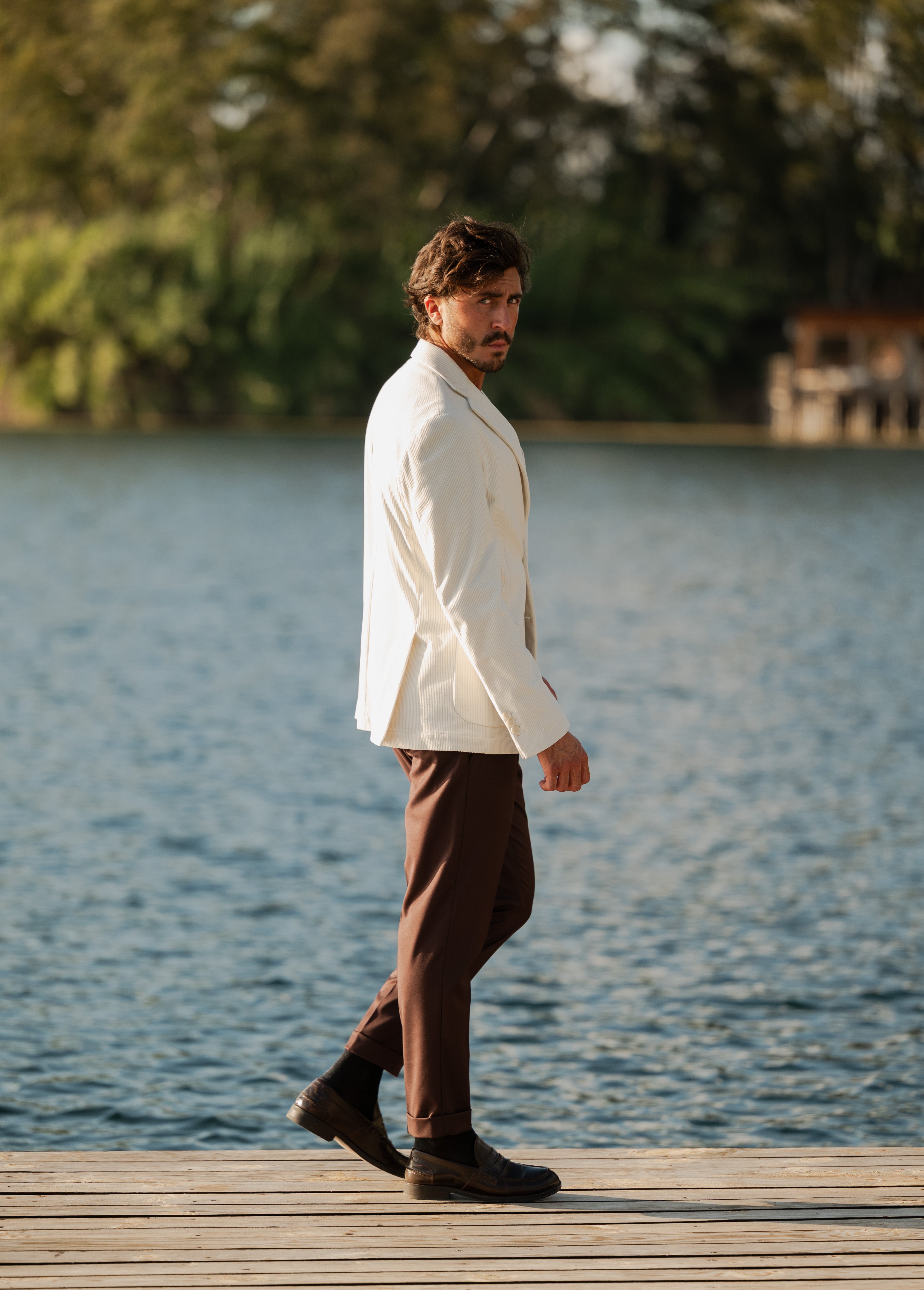 Giacca monopetto di velluto a costa