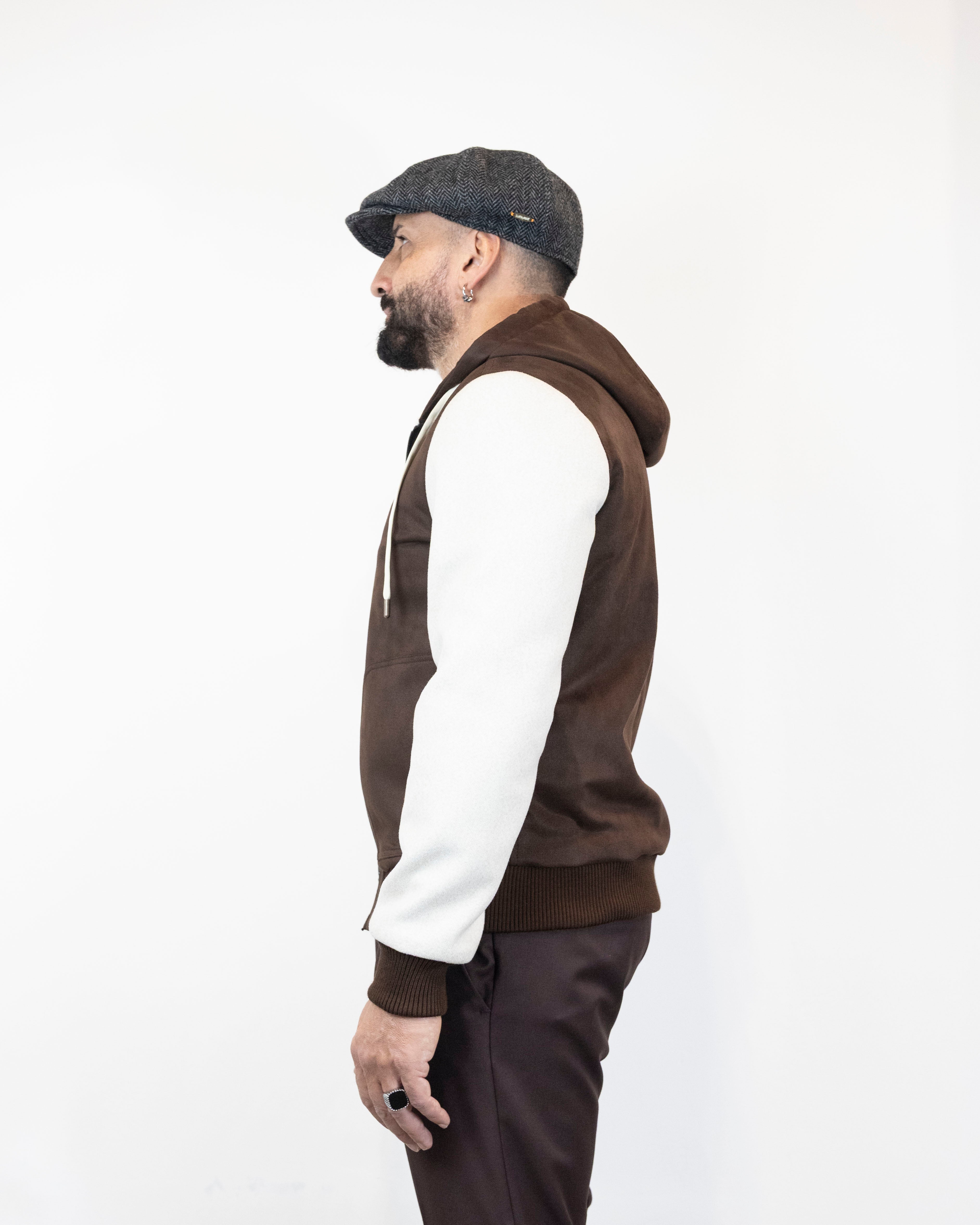 Giubbino manica contrasto con cappuccio