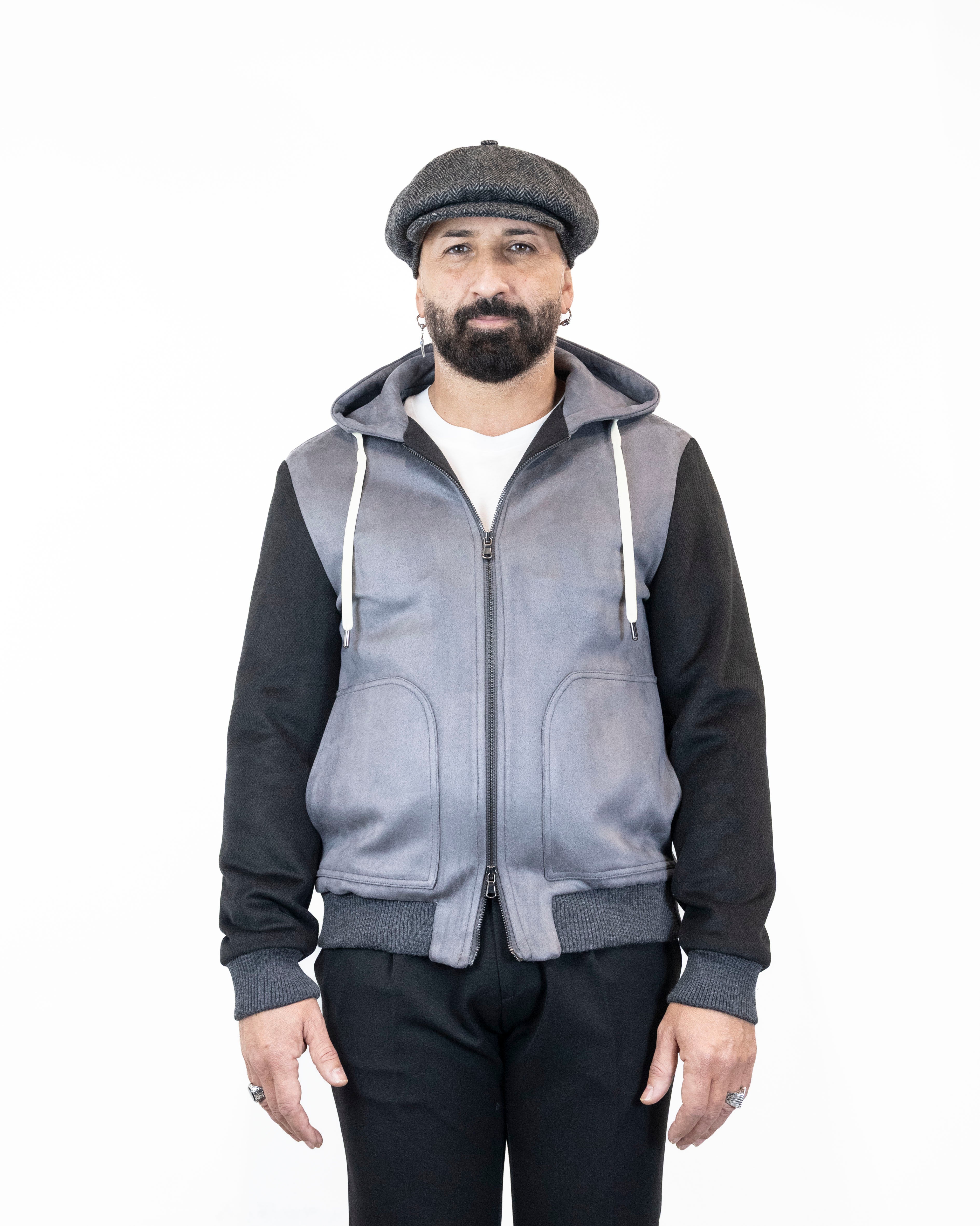 Giubbino manica contrasto con cappuccio