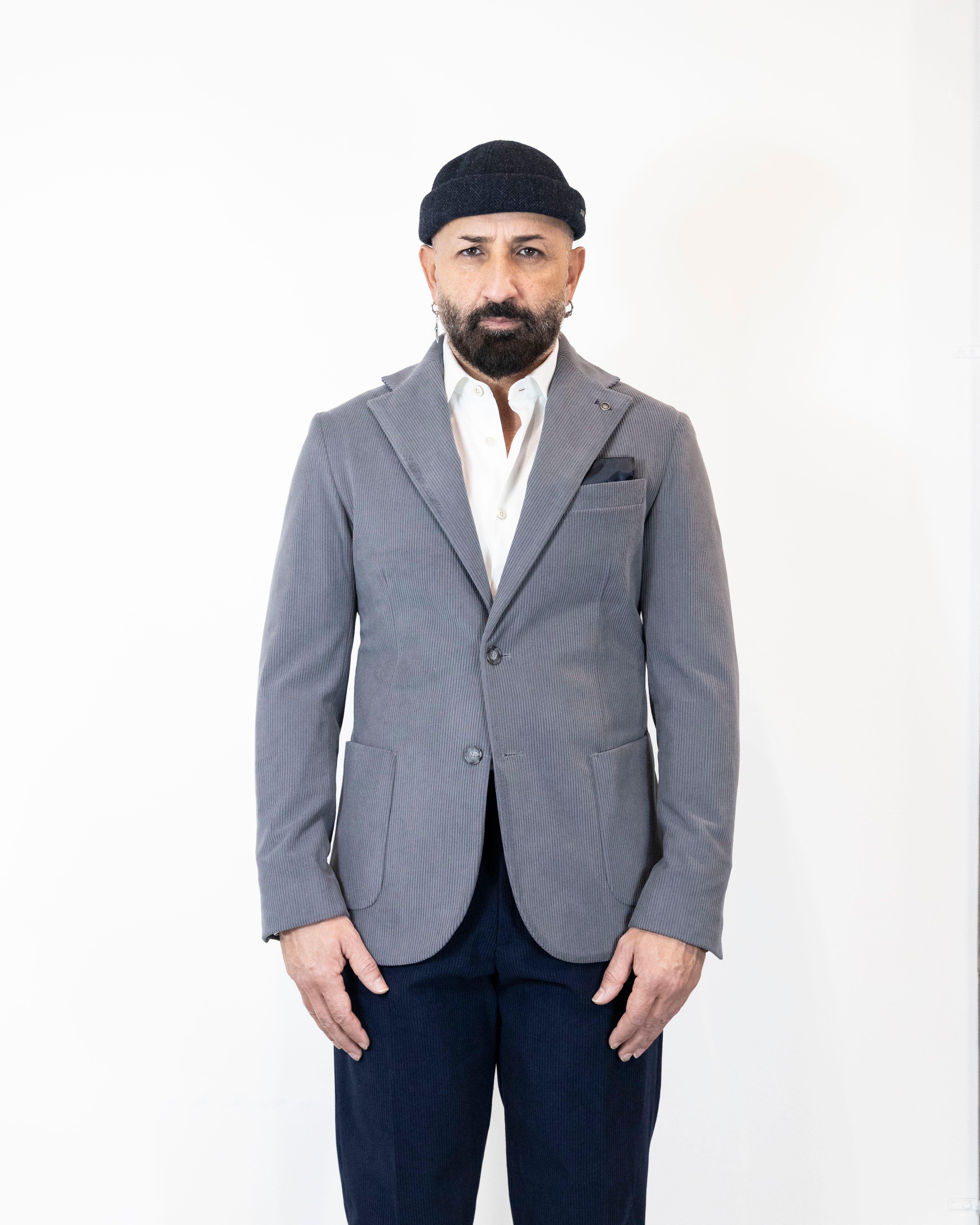 Giacca monopetto di velluto a costa