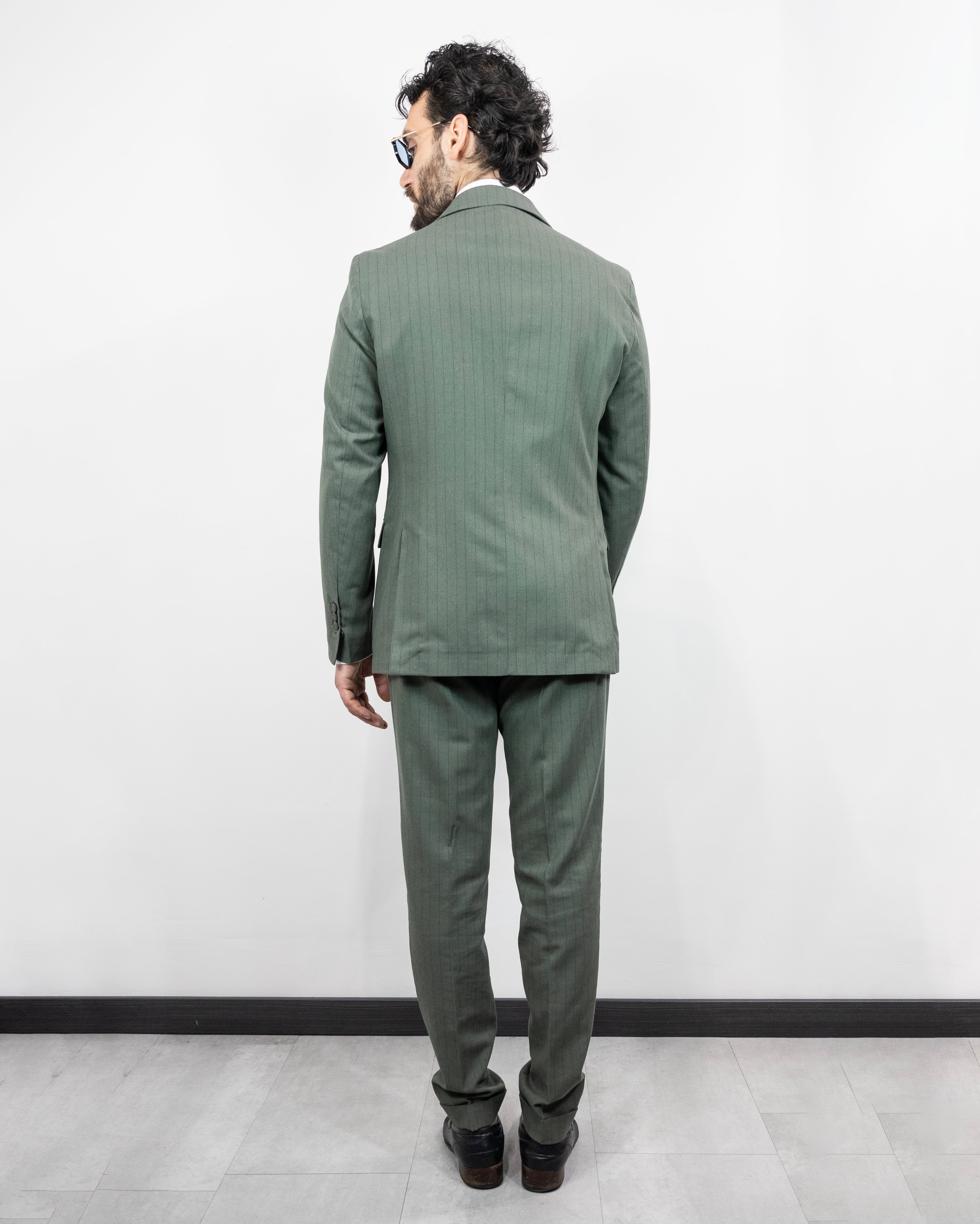 Abito Monopetto Gessato Verde